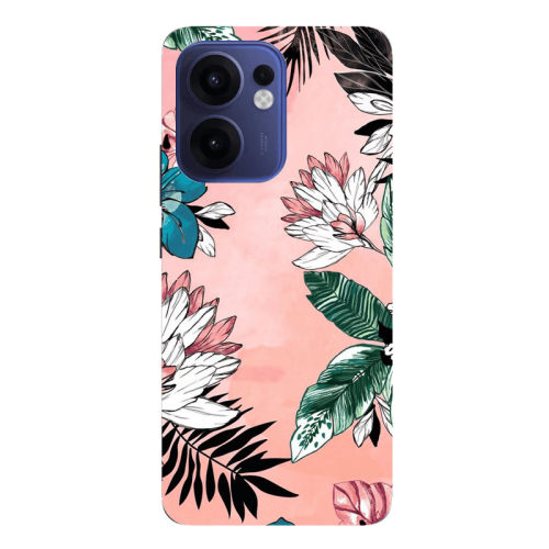 Oppo Reno13 FS Tropical flowers Transparent Silicone TPU Θήκη